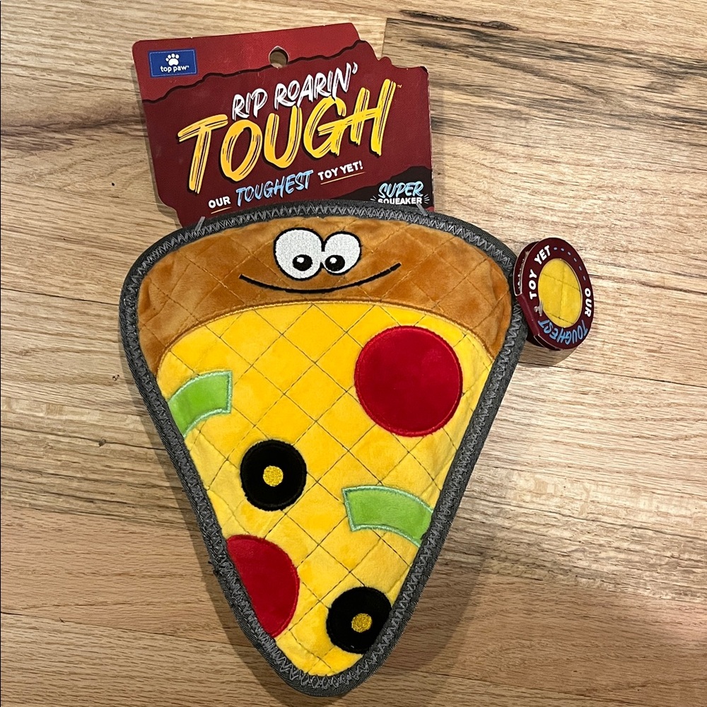 Top Paw Rip Roarin' Tough Pizza Slice Toy - Yellow and Red